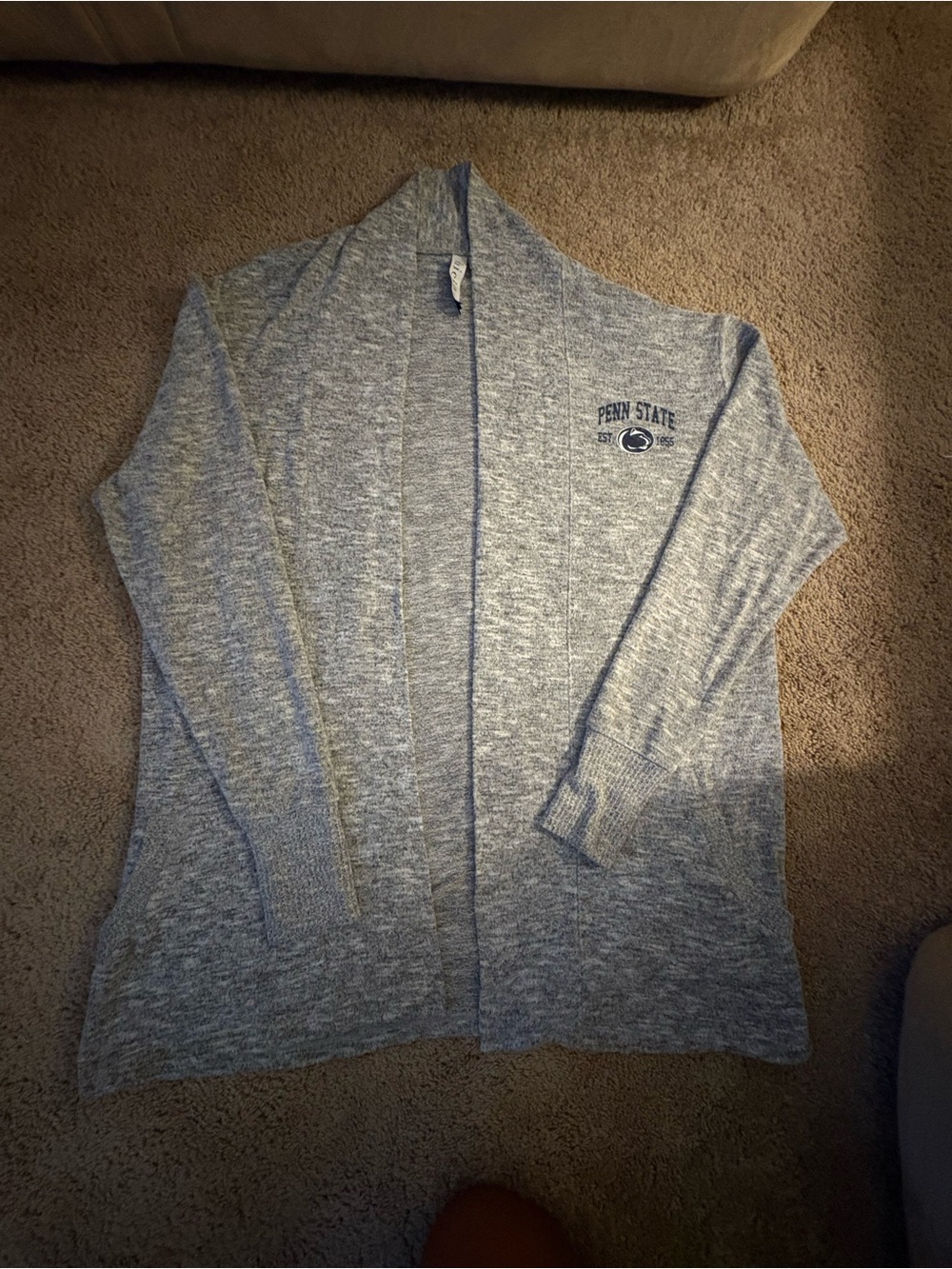 Penn State Women's Gray Open Cardigan Sweater